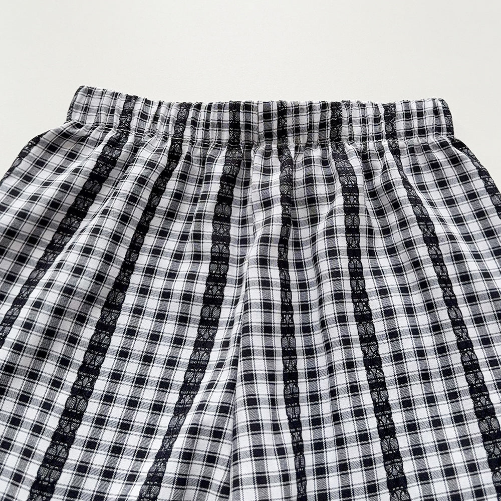 Girls' Classic Plaid Ruffle Lace Set