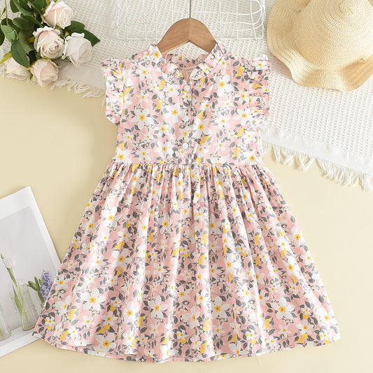 Girls' Floral Printing Vacation Dress