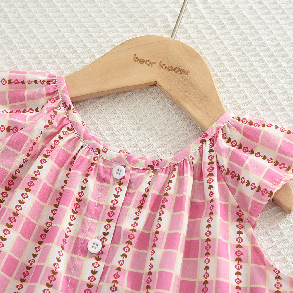 Girls' Floral Embroidery Ruffle Cotton Set