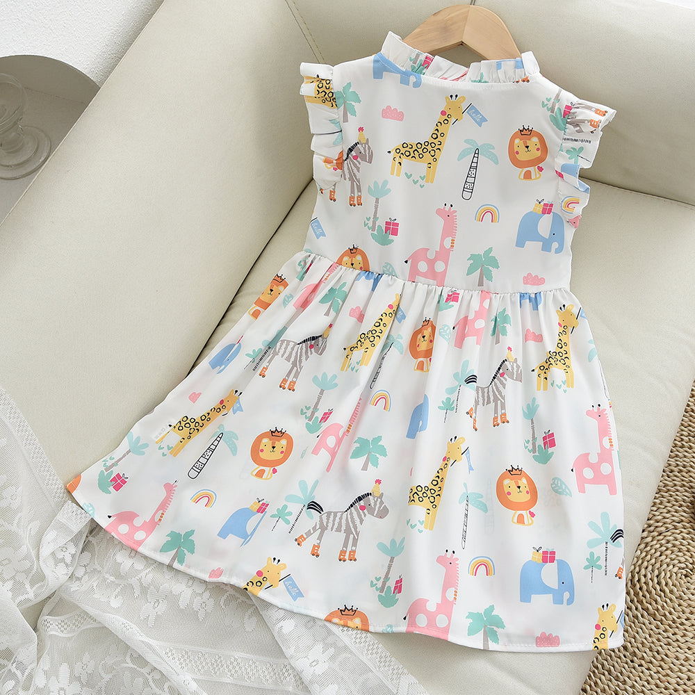 Girls' Cartoon Printing Cute Dress