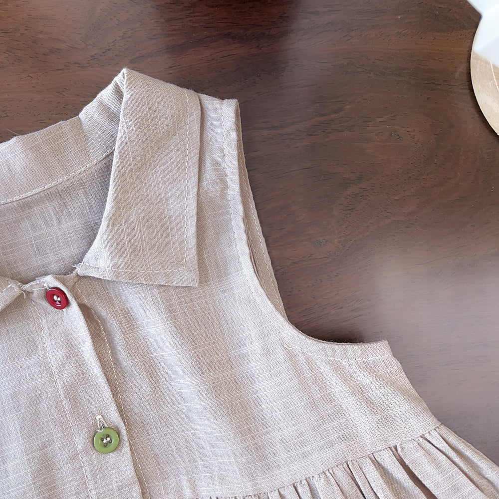 Girls' Colorful Buttons Cotton Dress
