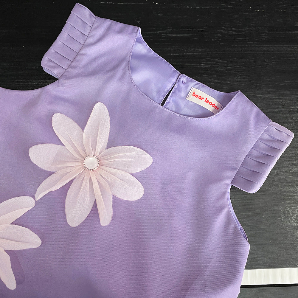 Girls' Elegant Three-dimensional Floral Dress