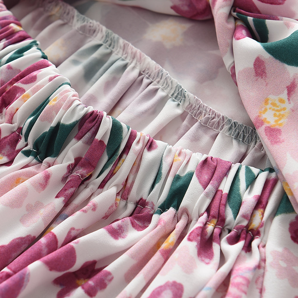 Girls' Floral Printing Vacation Dress