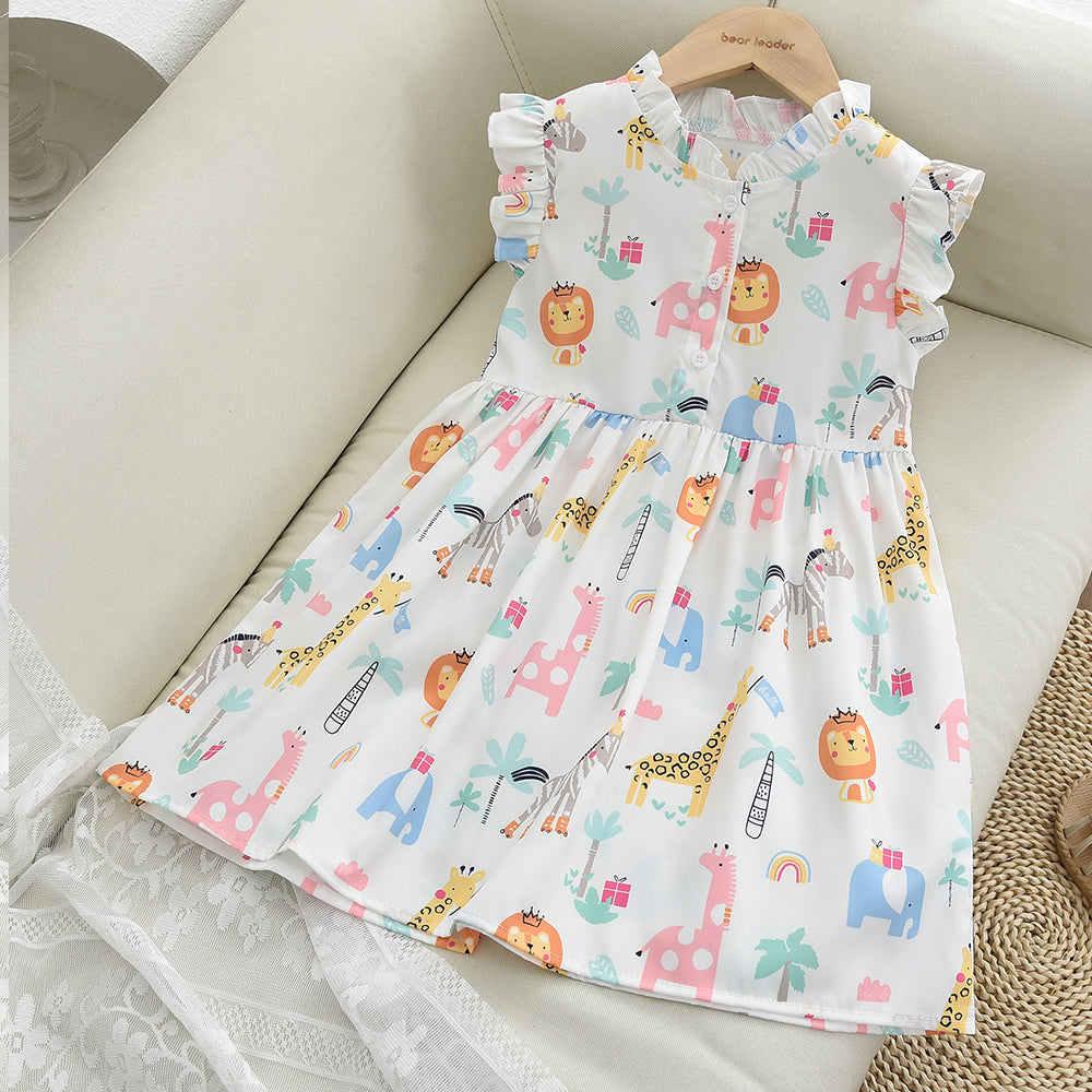Girls' Cartoon Printing Cute Dress
