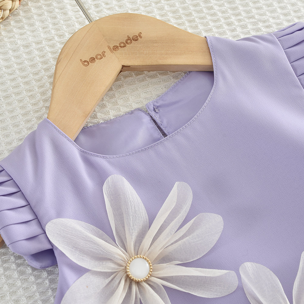 Girls' Flowers Shorts Elegant Set