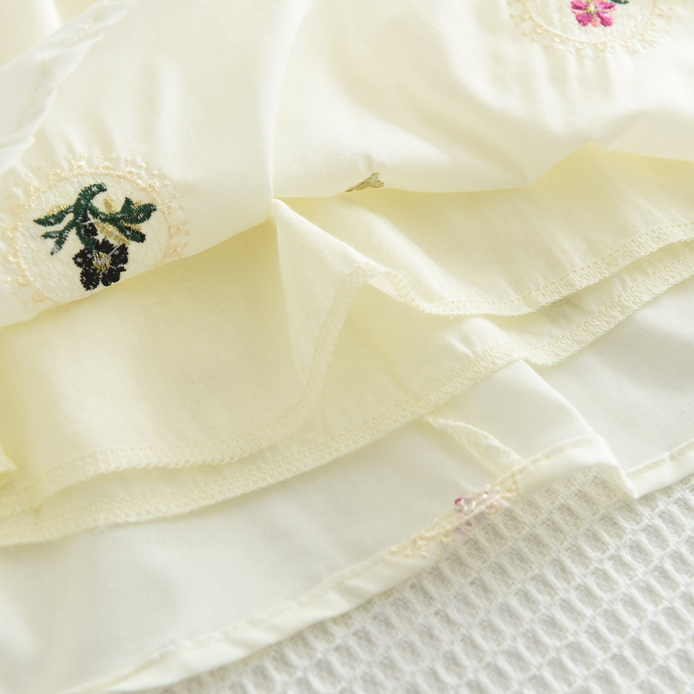 Girls' Embroidery Sun-top+Skirt Vacation Set