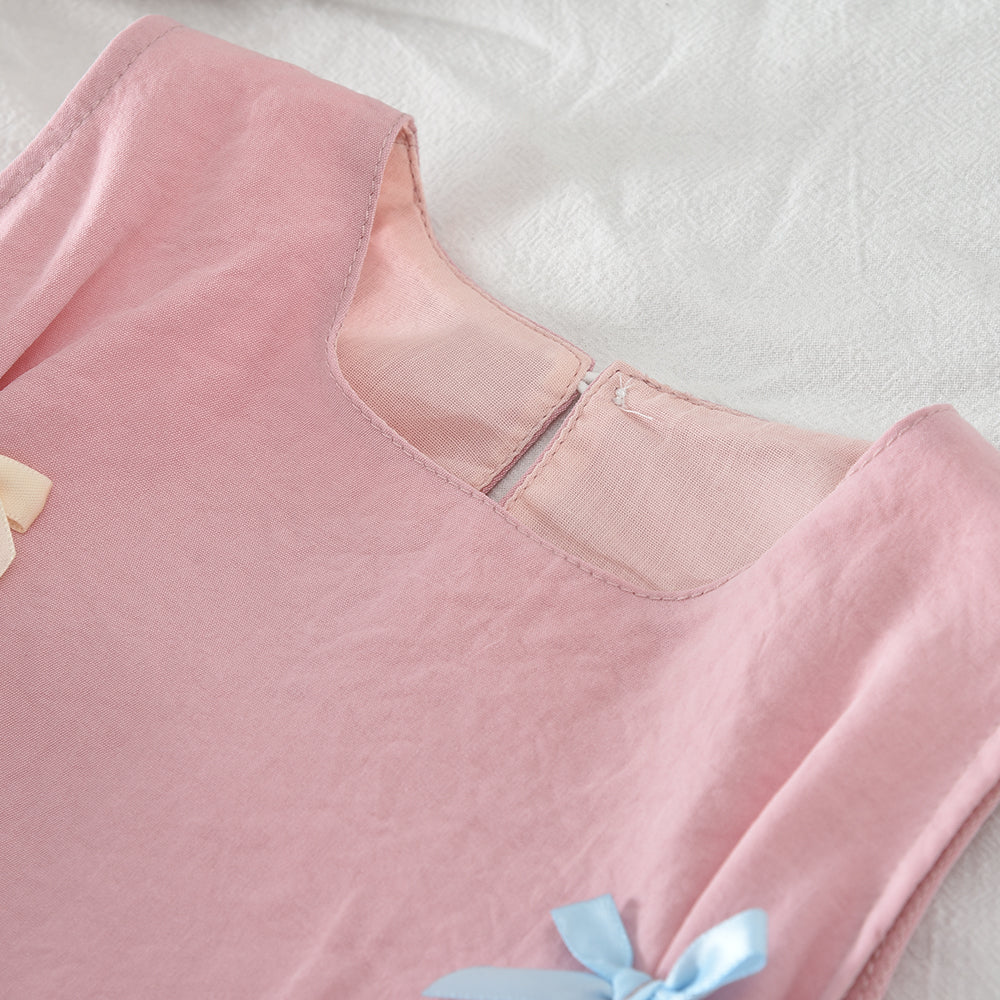 Girls' Colorful Bow-knots Loose Puff Dress
