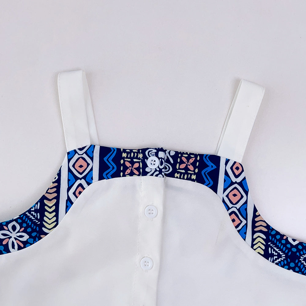 Girls' Ethnic Style Tassels Sun-top+Trousers Set