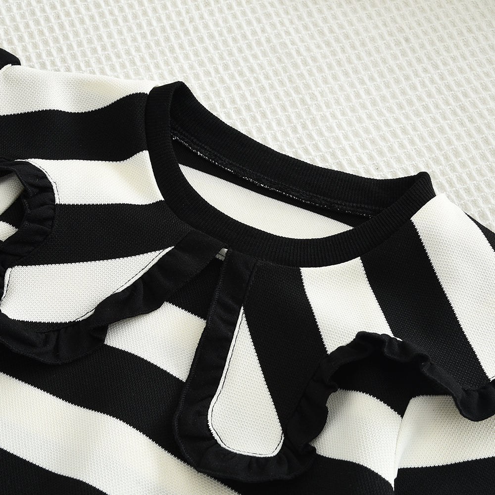 Girls' Strips Top+Skirt Classic Set