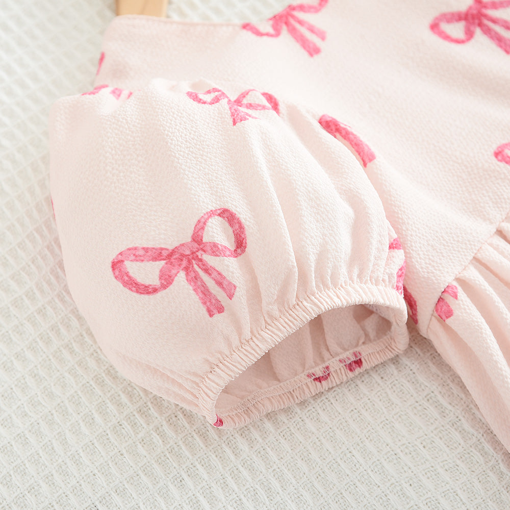 Girls' Bow-knot Printing Princess Dress