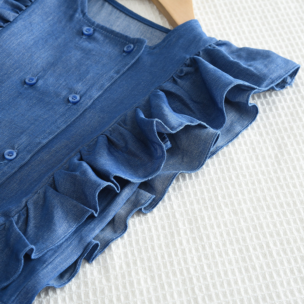 Girls‘ Ruffle Buttons Top+Pant Set
