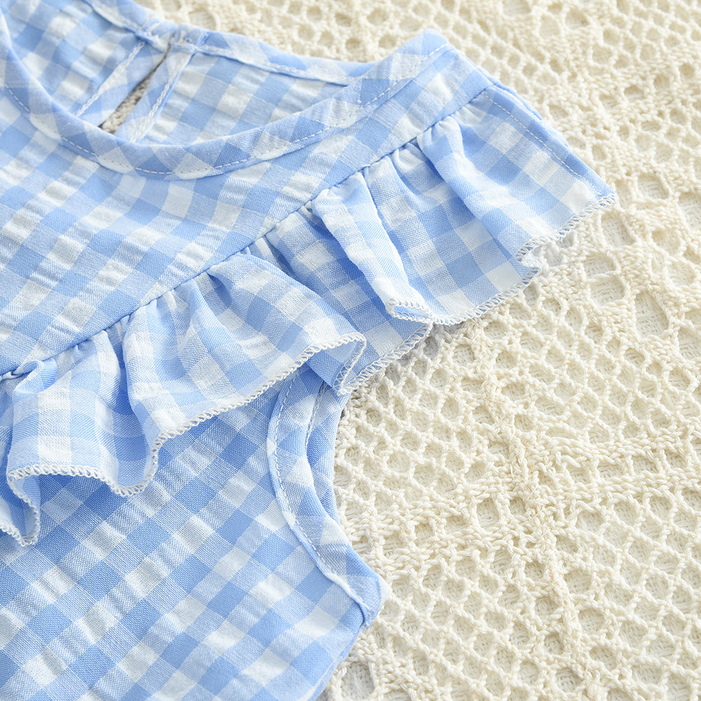 Girls' Ruffle Plaid Casual Set