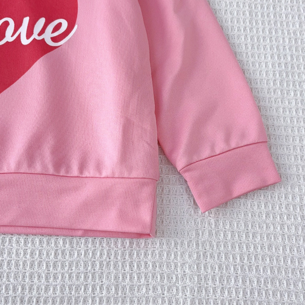 Girls' Letter Printing Casual Hoodie Set