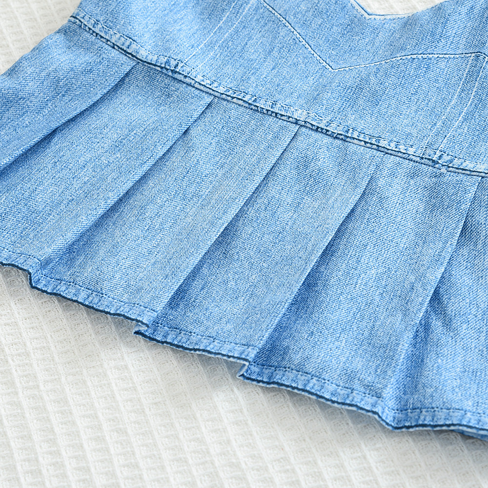 Girls' Fake Jean Sun-top Trousers Fashion Set