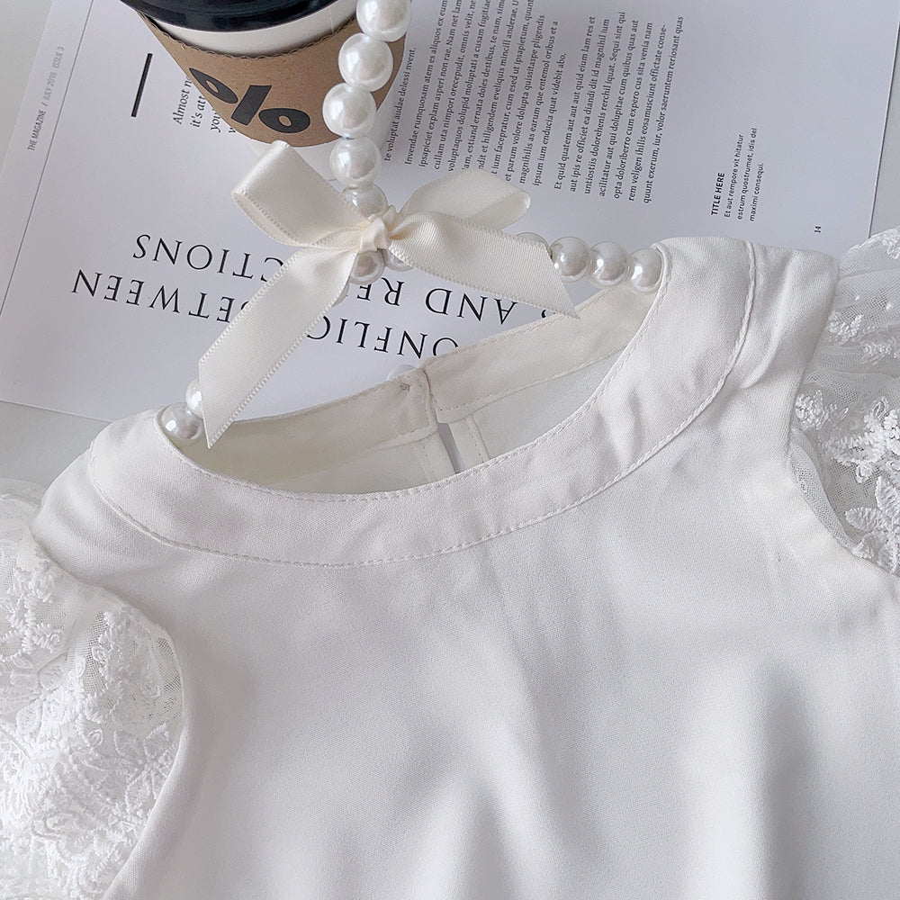 Girls' Lace Short Sleeve Top