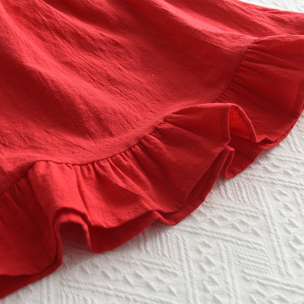 Girls' Silk Belt Vacation Cotton Dress