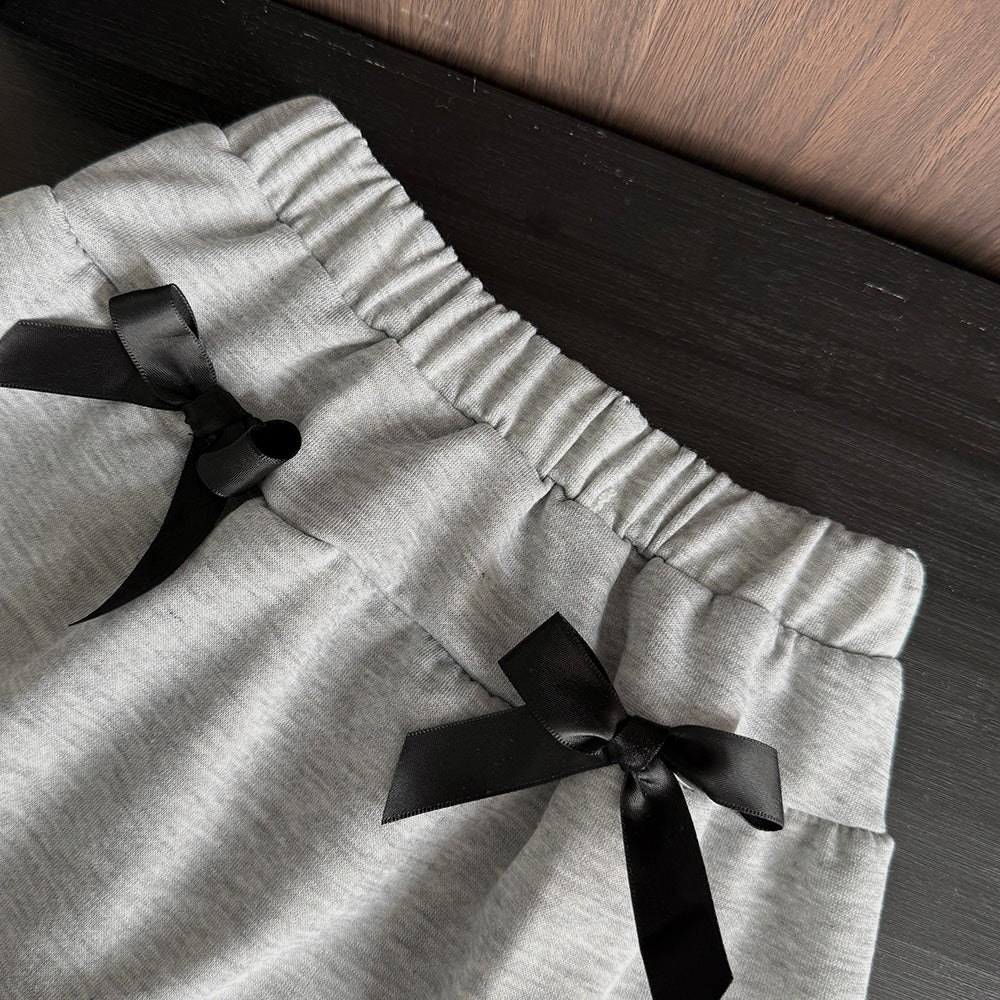 Girls' Cartoon Letter Top+Bow-knot Skirt Set