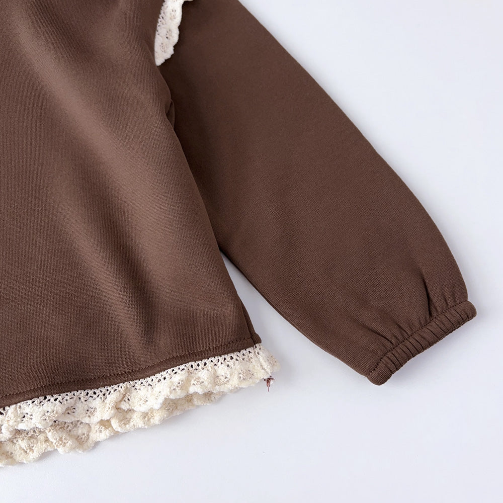 Girls' Lace Hoodie+Pant Vintage Set