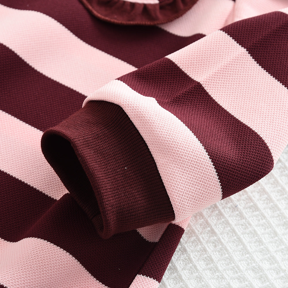 Girls' Stripes Large Lapel Casual Dress