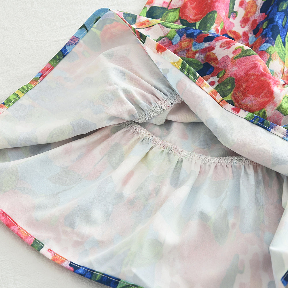 Girls' Colorful Floral Print Sundress+A Free Bag