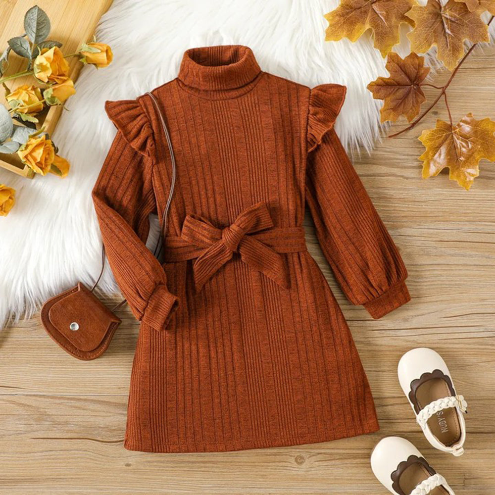 Girls' Vertical Stripes Knitted Dress
