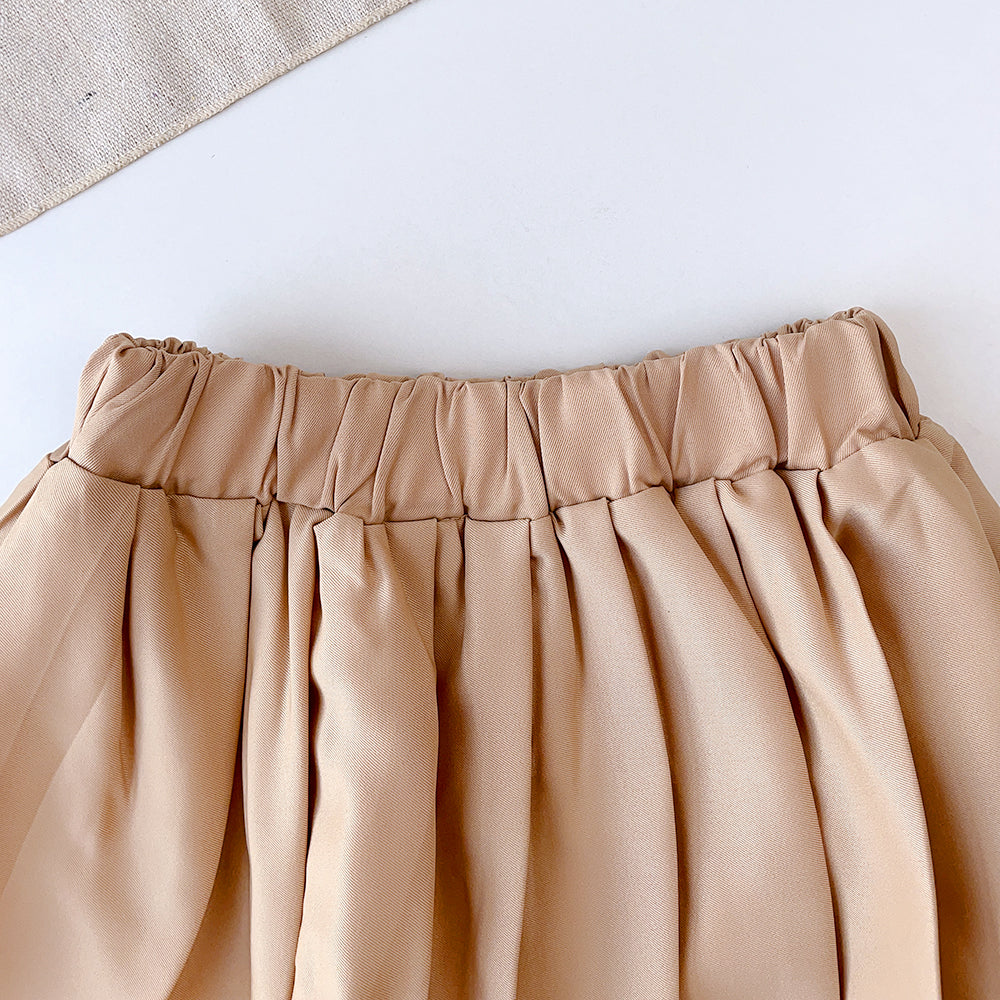 Girls' Cartoon Embroidery Shirt+Skirt Set