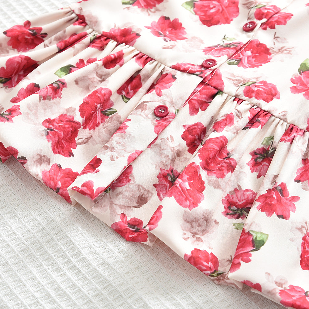 Girls' Floral Top+Trousers Vintage Set