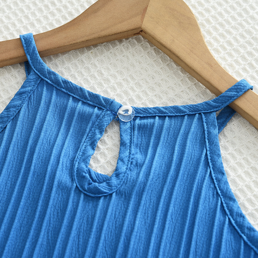 Girls' Vertical Stripes Sun-top+Trousers Set