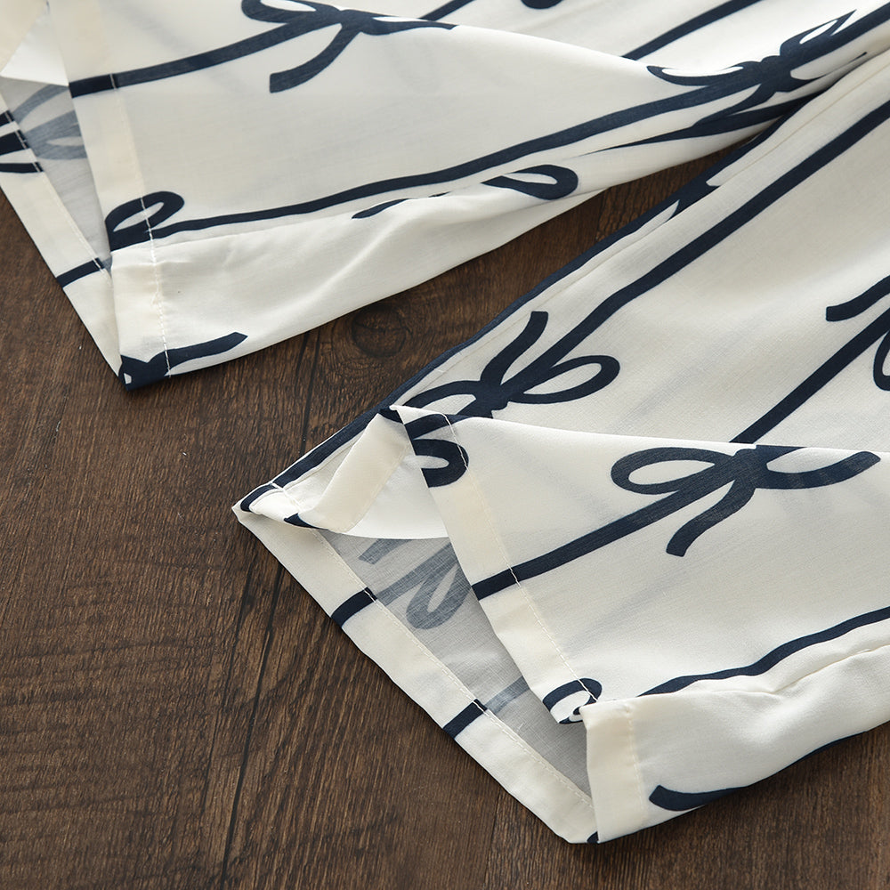 Girls' Bow-knot Printing Trouser Set