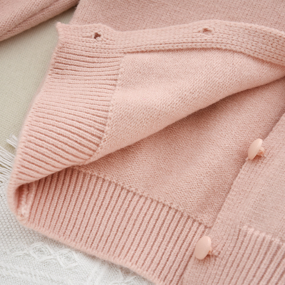 Girls' 3d Flowers Knitted Cardigan+Skirt 2pcs Sweater Set
