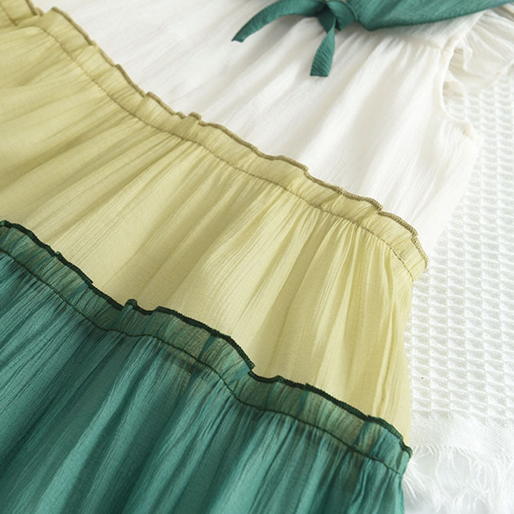 Girls' Contrast Colors Mesh Dress