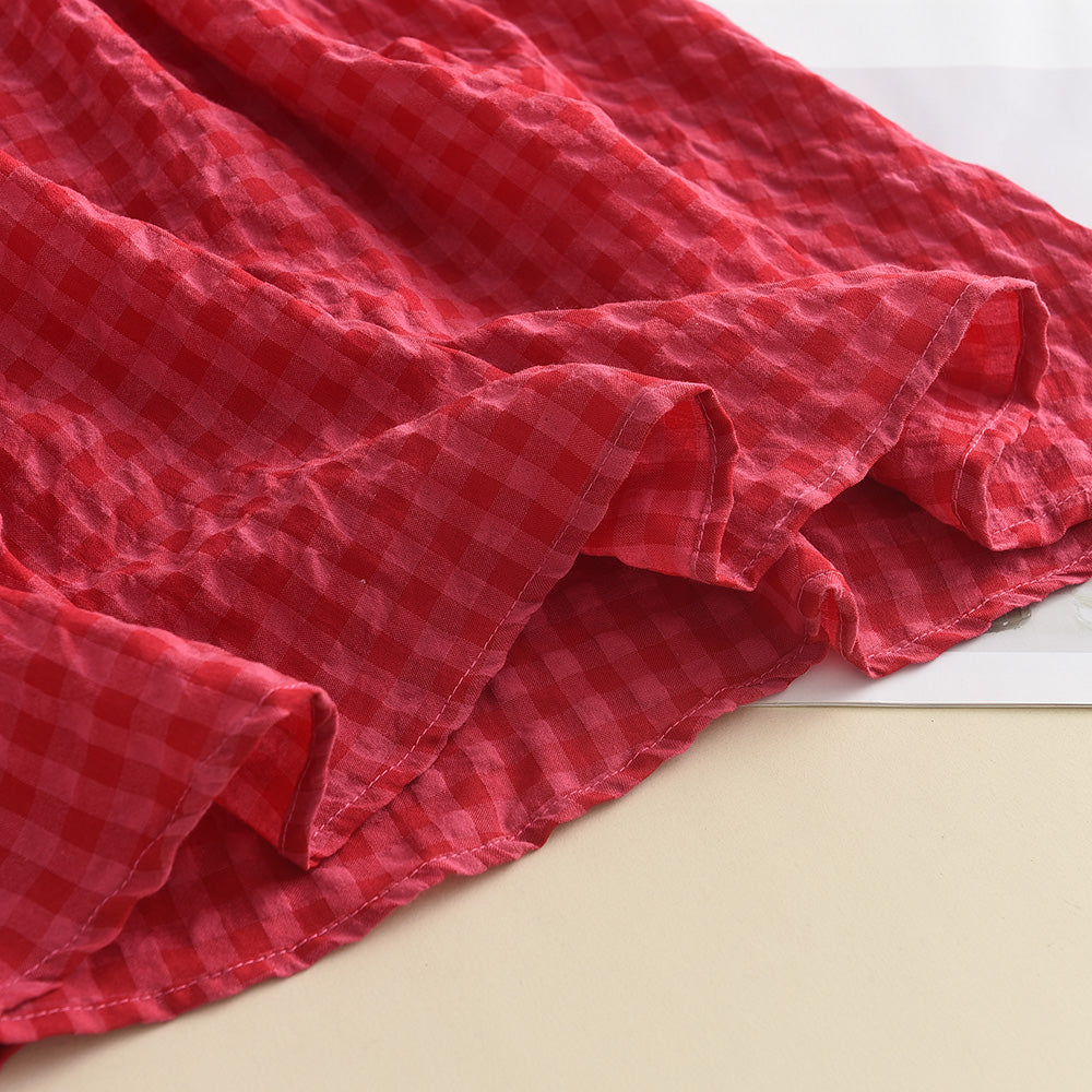Girls' Plaid Bow Vacation Dress