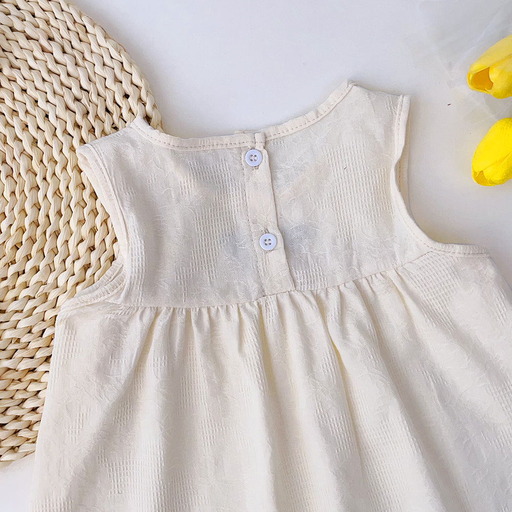 Girls' Floral Embroidery Cotton Dress