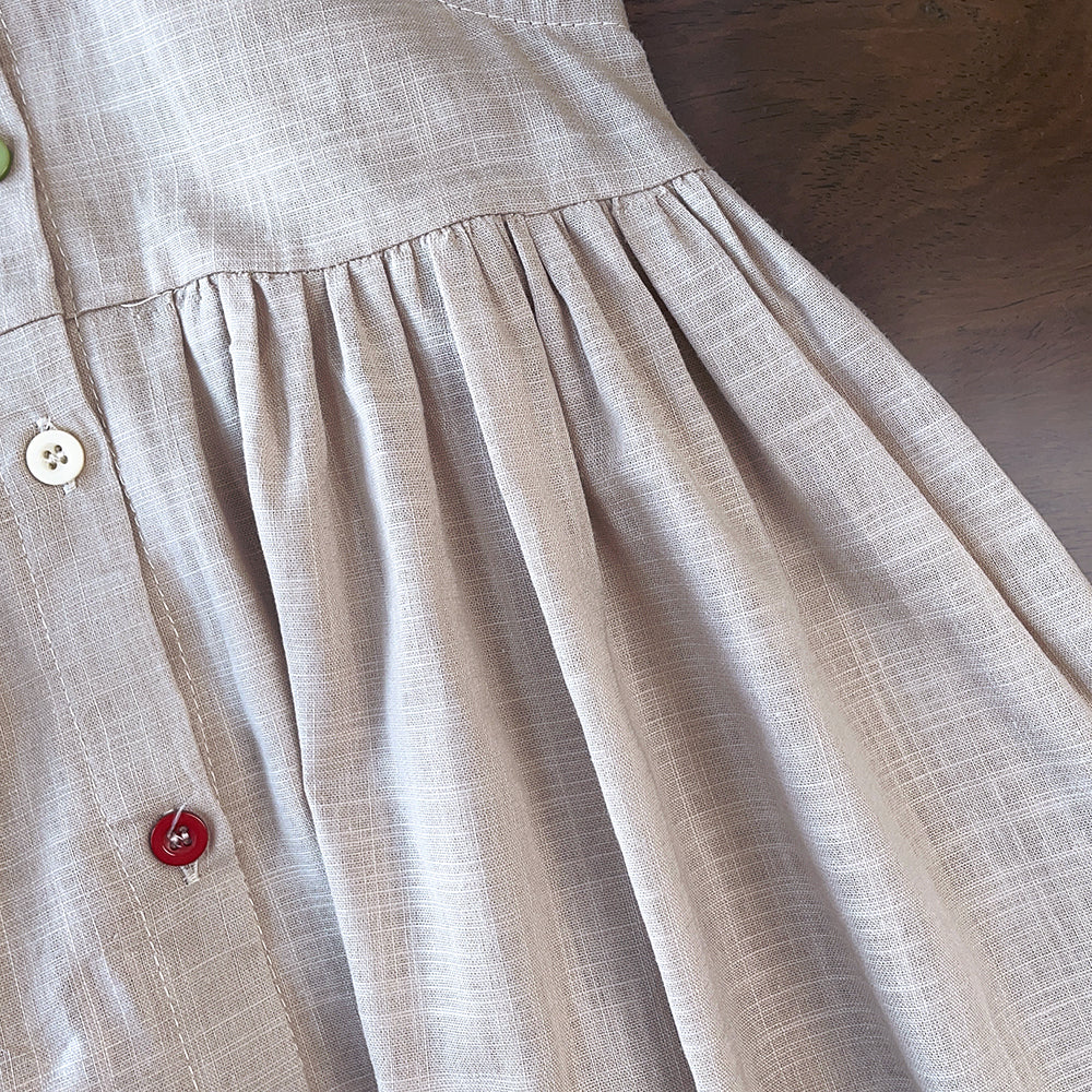 Girls' Colorful Buttons Cotton Dress