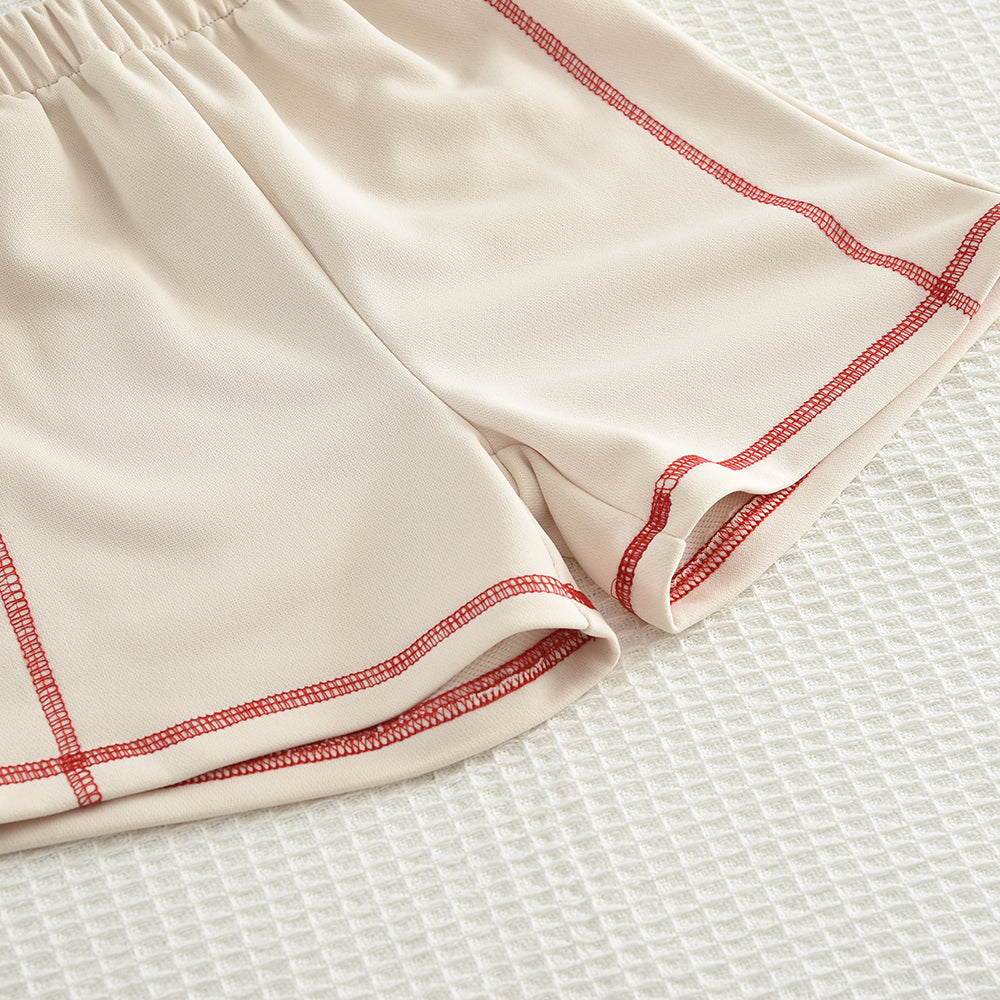 Girls' Contrast Sweatshirt Shorts Casual Set