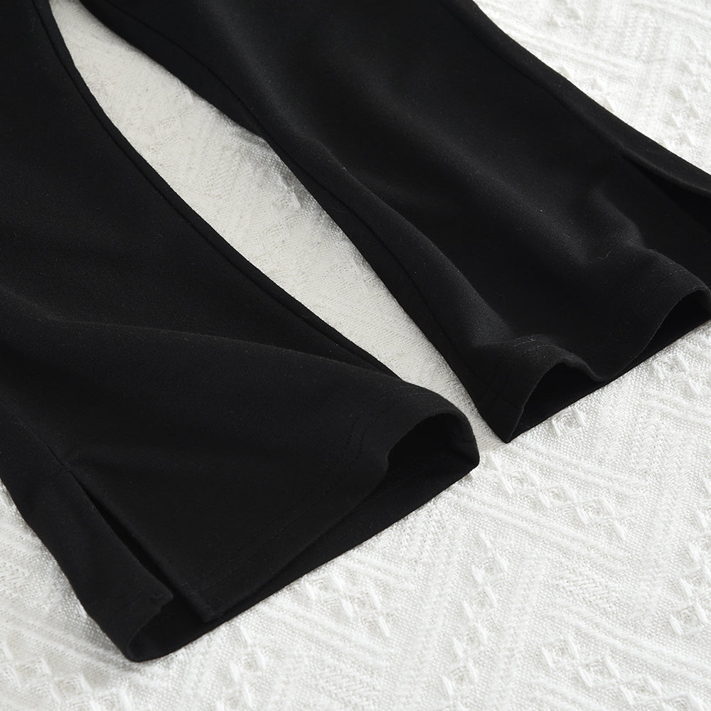 Girls' Classic Stripes Sweatshirt Flared Pants Casual Set