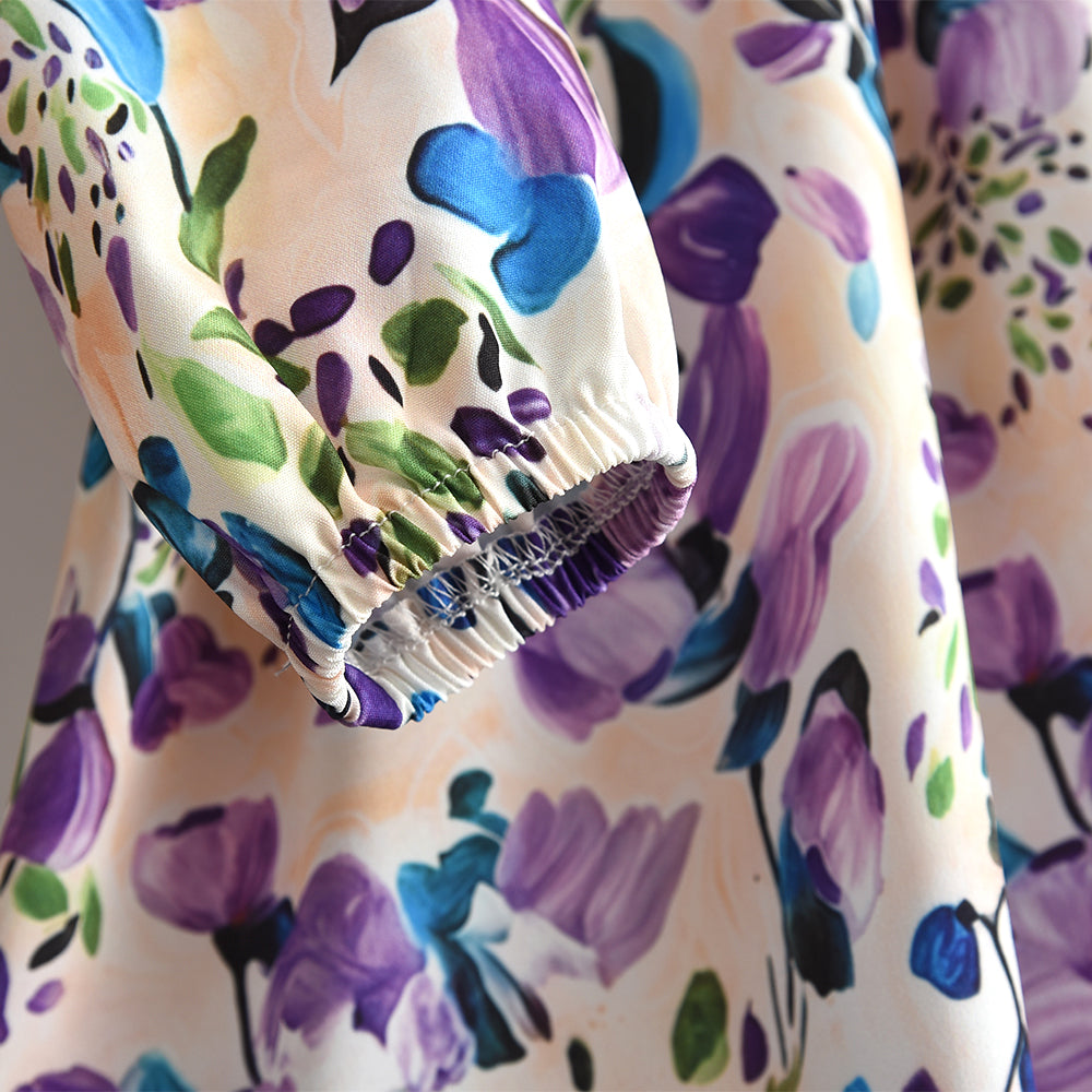 Girls' Floral Printing Loose Style Vintage Dress