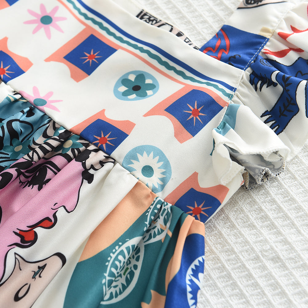 Girls' Interesting Printing Casual Dress