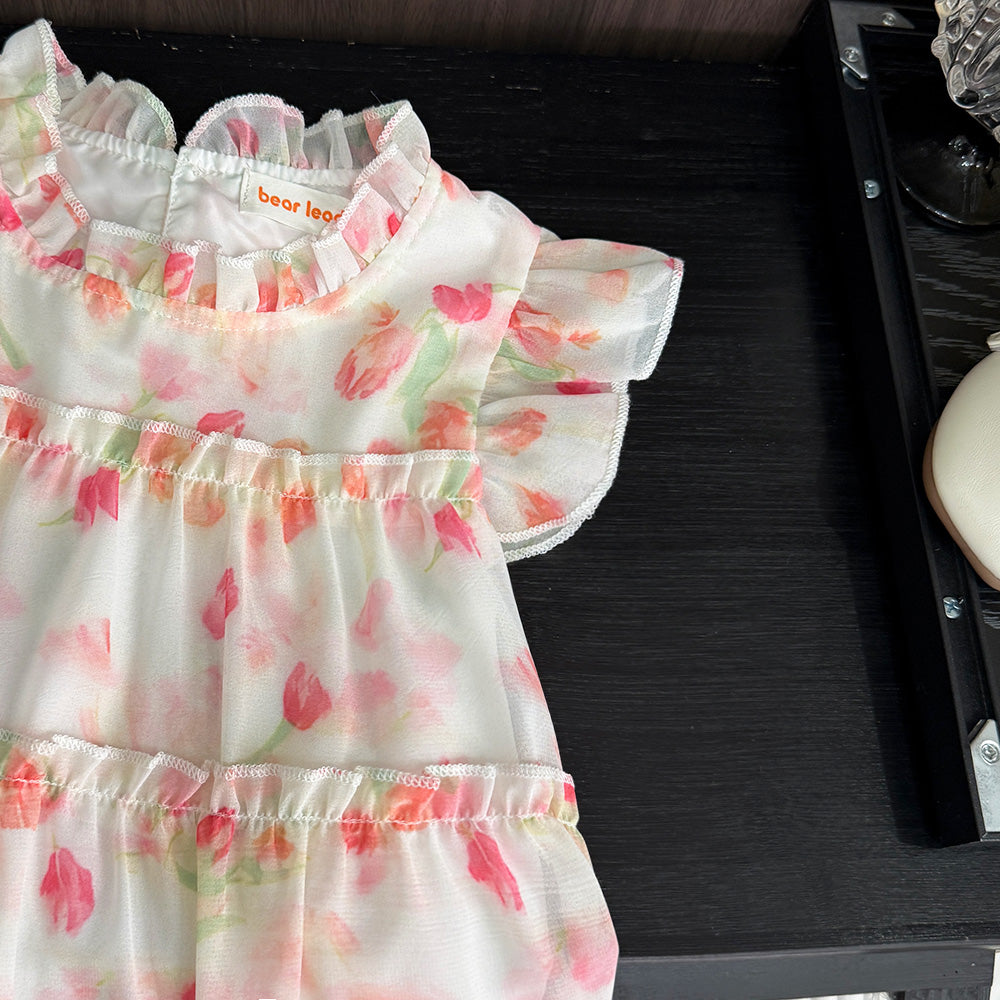 Girls' Bow-knot Floral Princess Party Dress