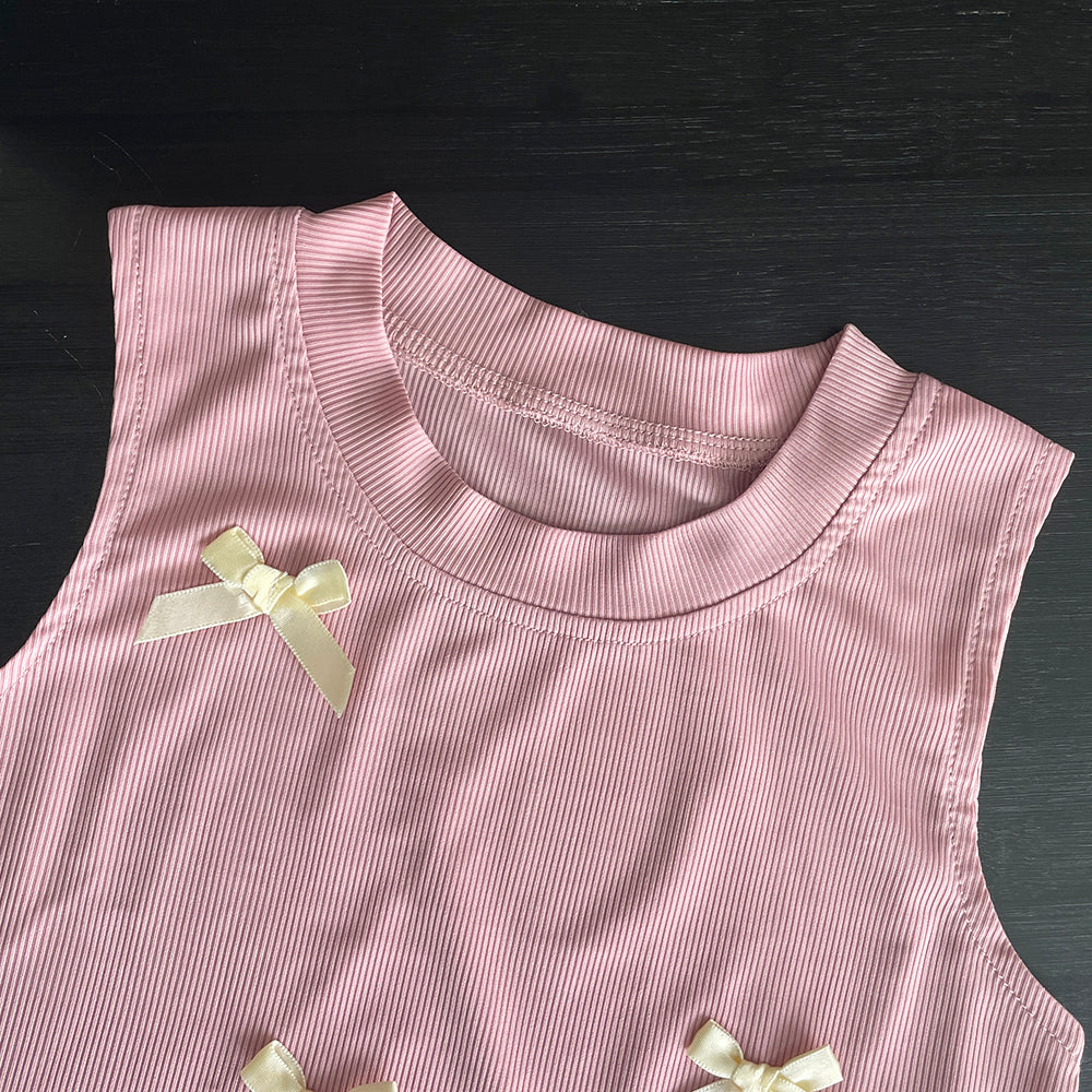 Girls' Bow-knot Lace Top+Trousers Princess Set