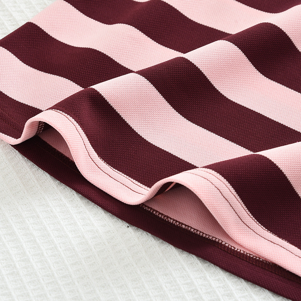 Girls' Stripes Large Lapel Casual Dress