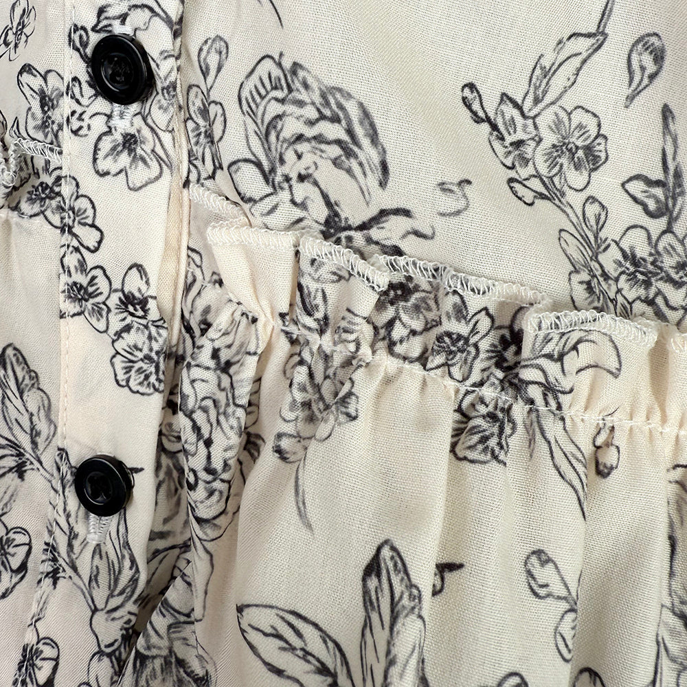 Girls' Ethnic Floral Printing Vintage Dress