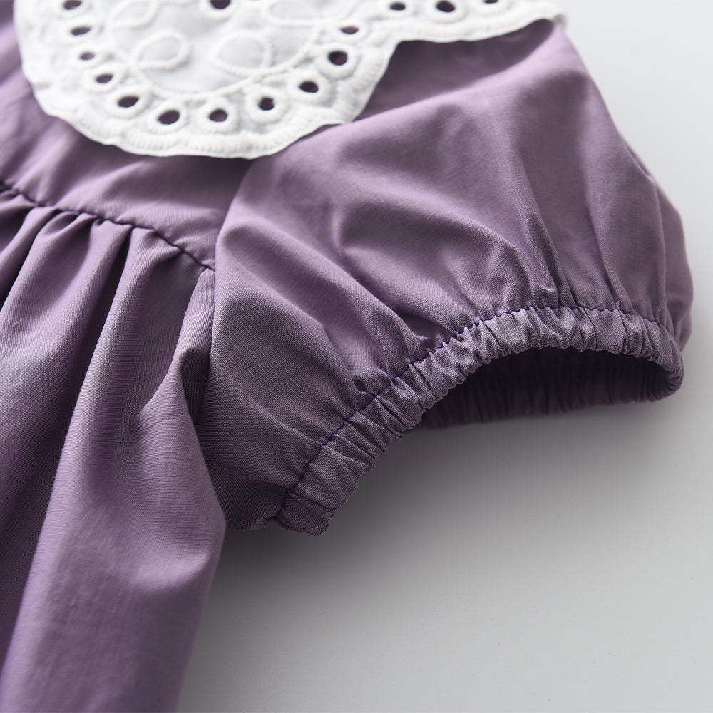 Girls' Floral Collar Cute Dress