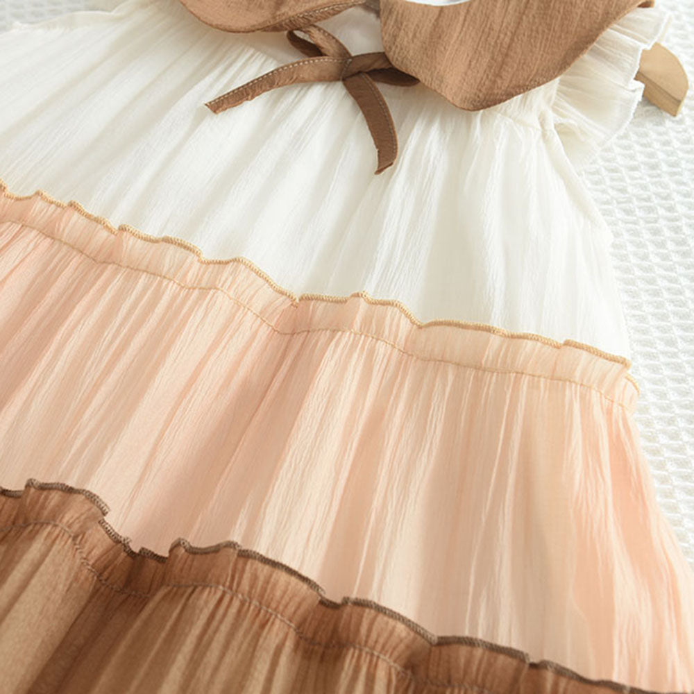 Girls' Contrast Colors Mesh Dress