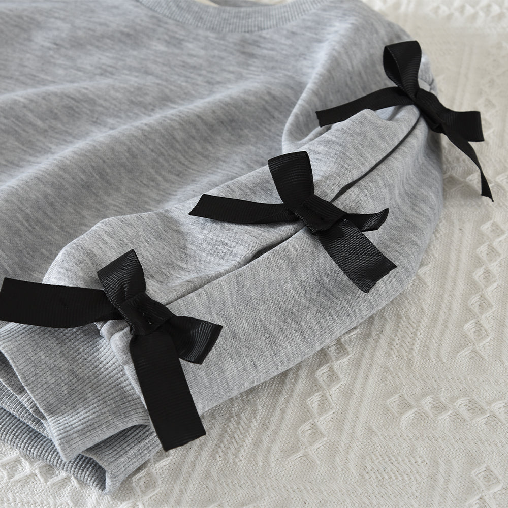 Girls' Bow Sweatshirt+Mesh Skirt Fashion 2pcs Set