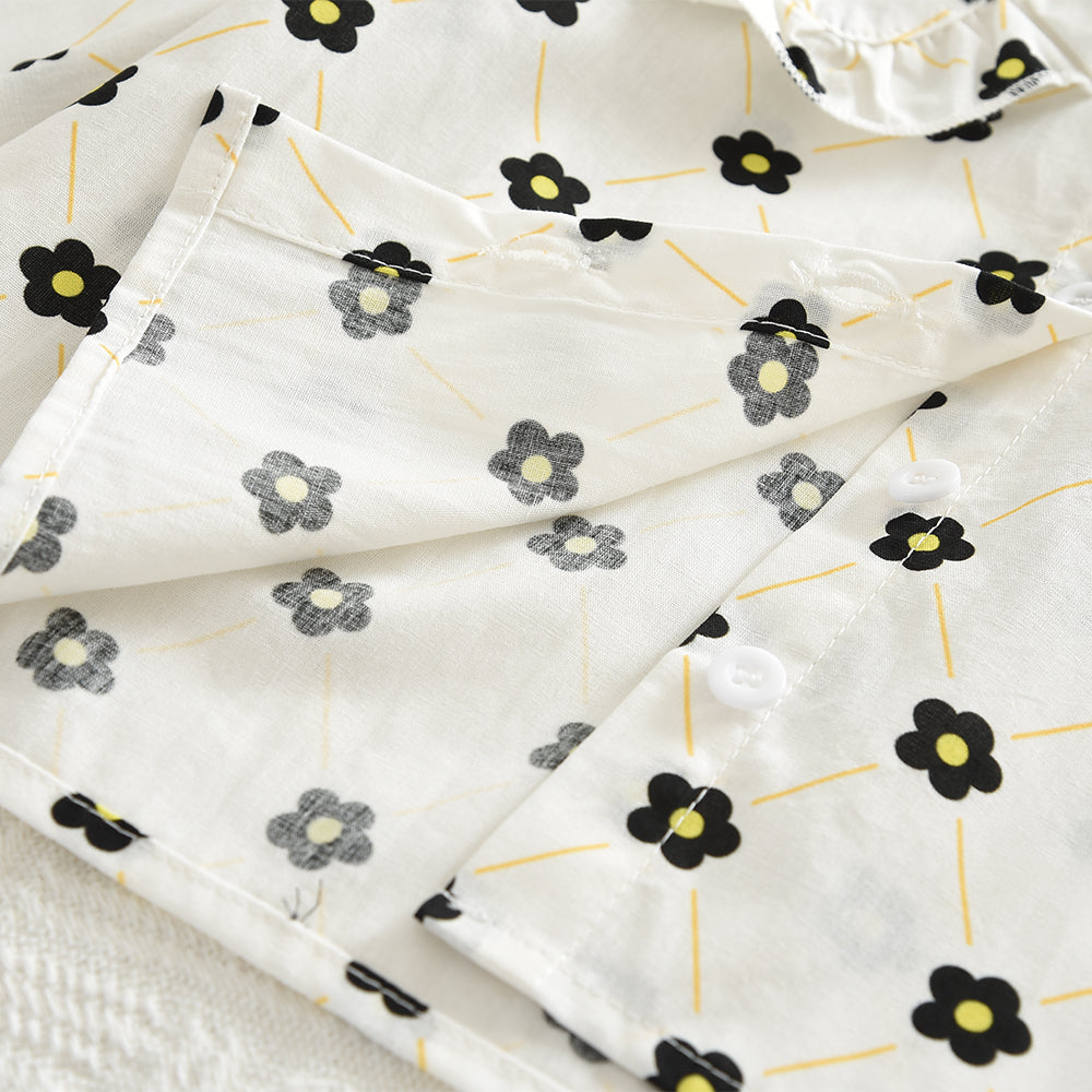Girls' Bow-knot Printing Shirt+Patchwork Skirt Set