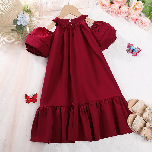 Girls' Short Sleeve Elegant Ceremonial Dress