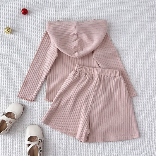 Girls' Hoodie+Shorts Casual Set