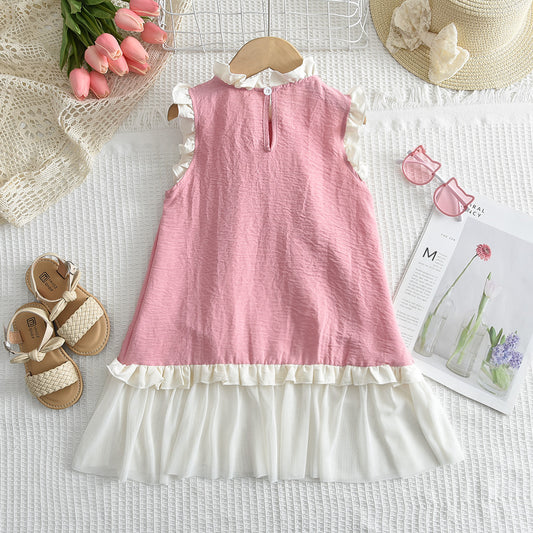 Girls' Patchwork Mesh Princess Dress