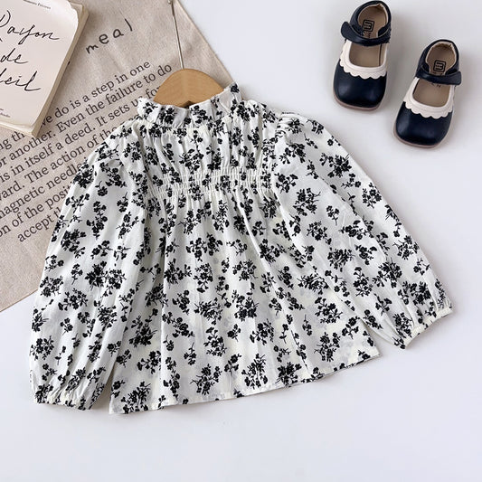 Girls' Floral Printing Long Sleeve Shirt